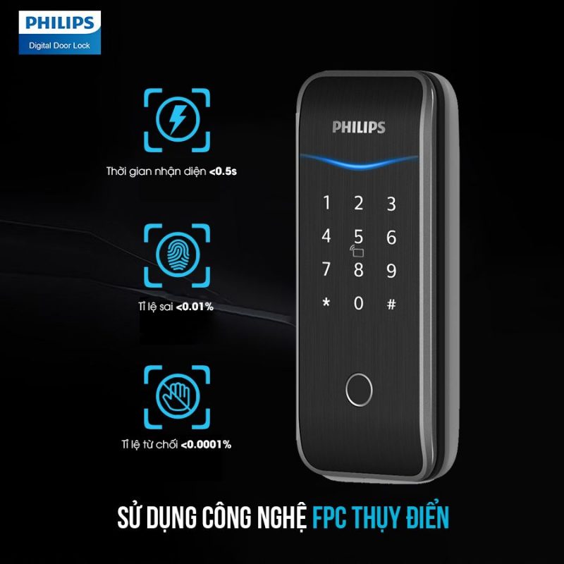 2. Khóa cửa thông minh Philips 5100-5H đa dạng phương thức mở khóa