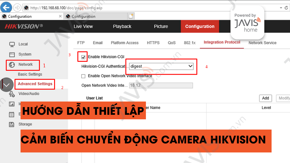 Hướng dẫn bật cảm biến chuyển động camera IP Hikvision