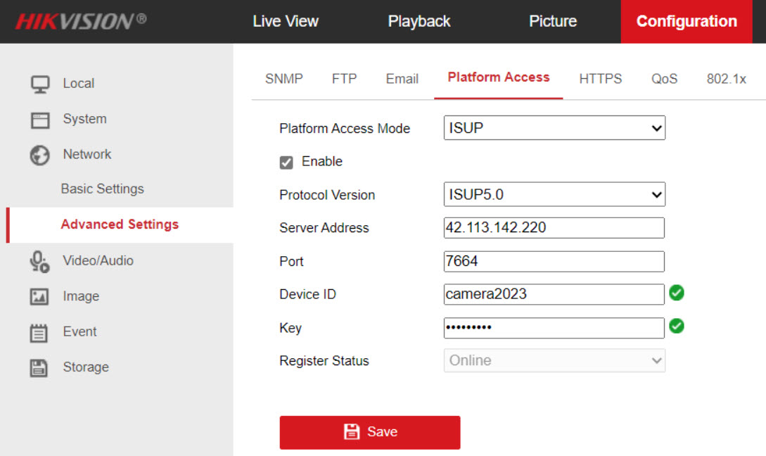 cach cai dat camera tu xa ve dau ghi hình ISUP hikvision 2