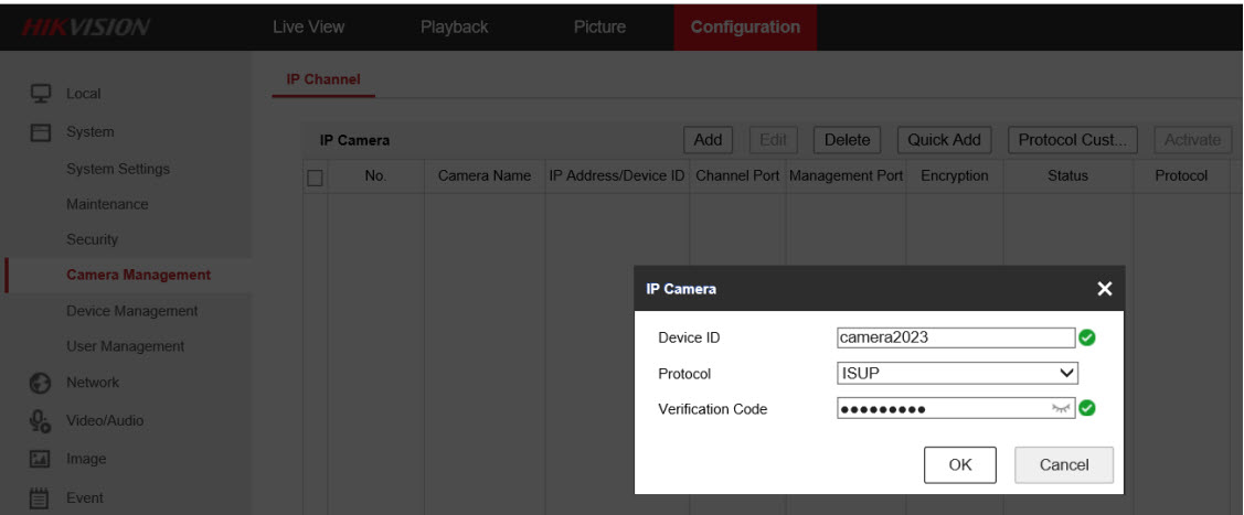 cach cai dat camera tu xa ve dau ghi hình ISUP hikvision 3